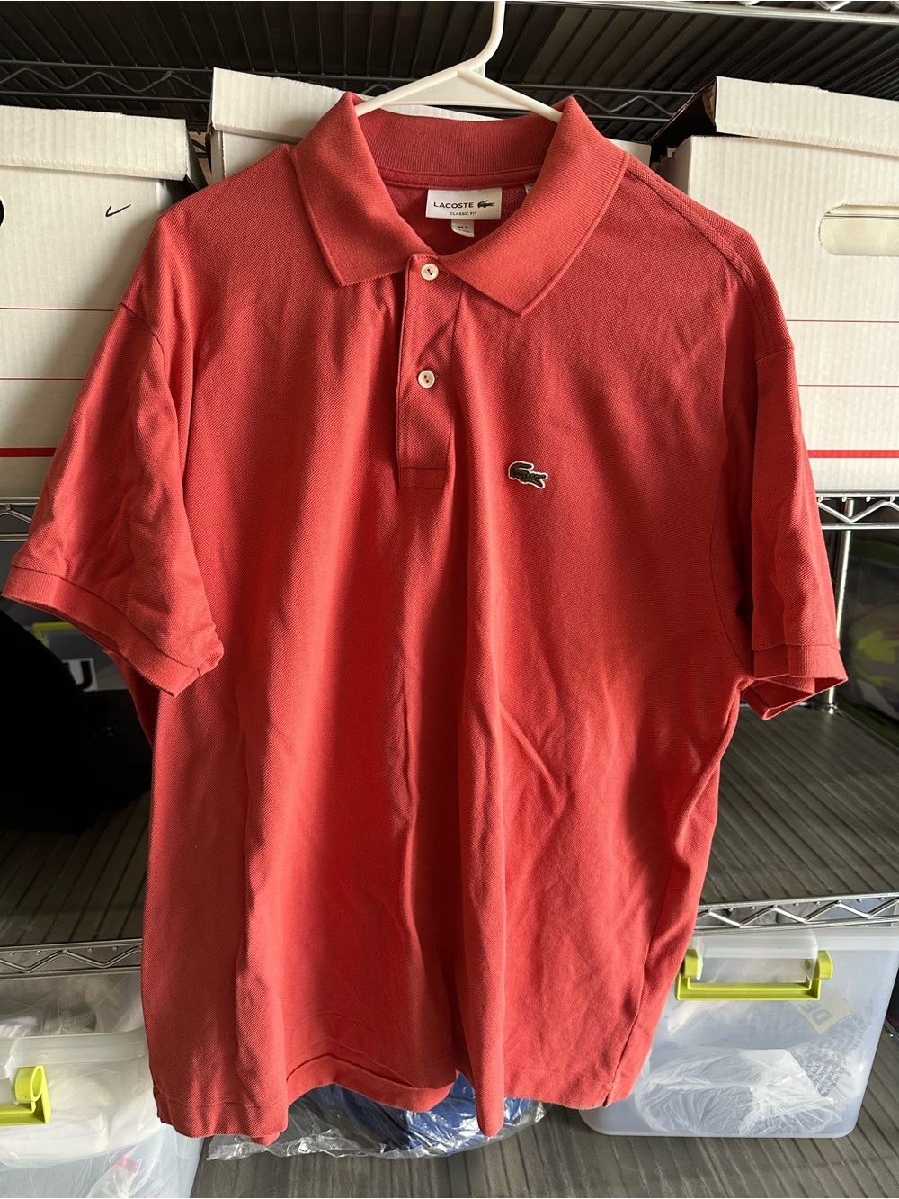 LIKE NEW LACOSTE POLO CORAL COLOR MENS 2XL
